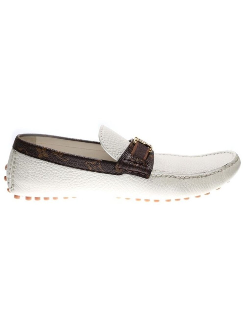 Louis Vuitton Monogram Logo Leather Loafers Driving Shoes White Brown - Picture 7 of 7